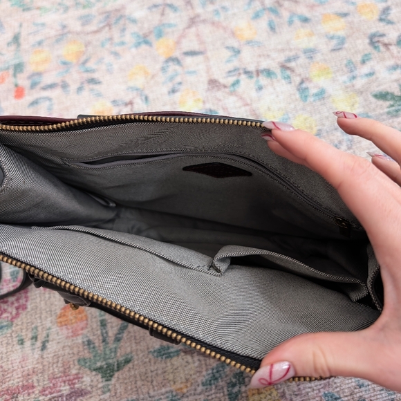 Fossil Ryder Leather Satchel in Burgundy - Picture 9 of 11